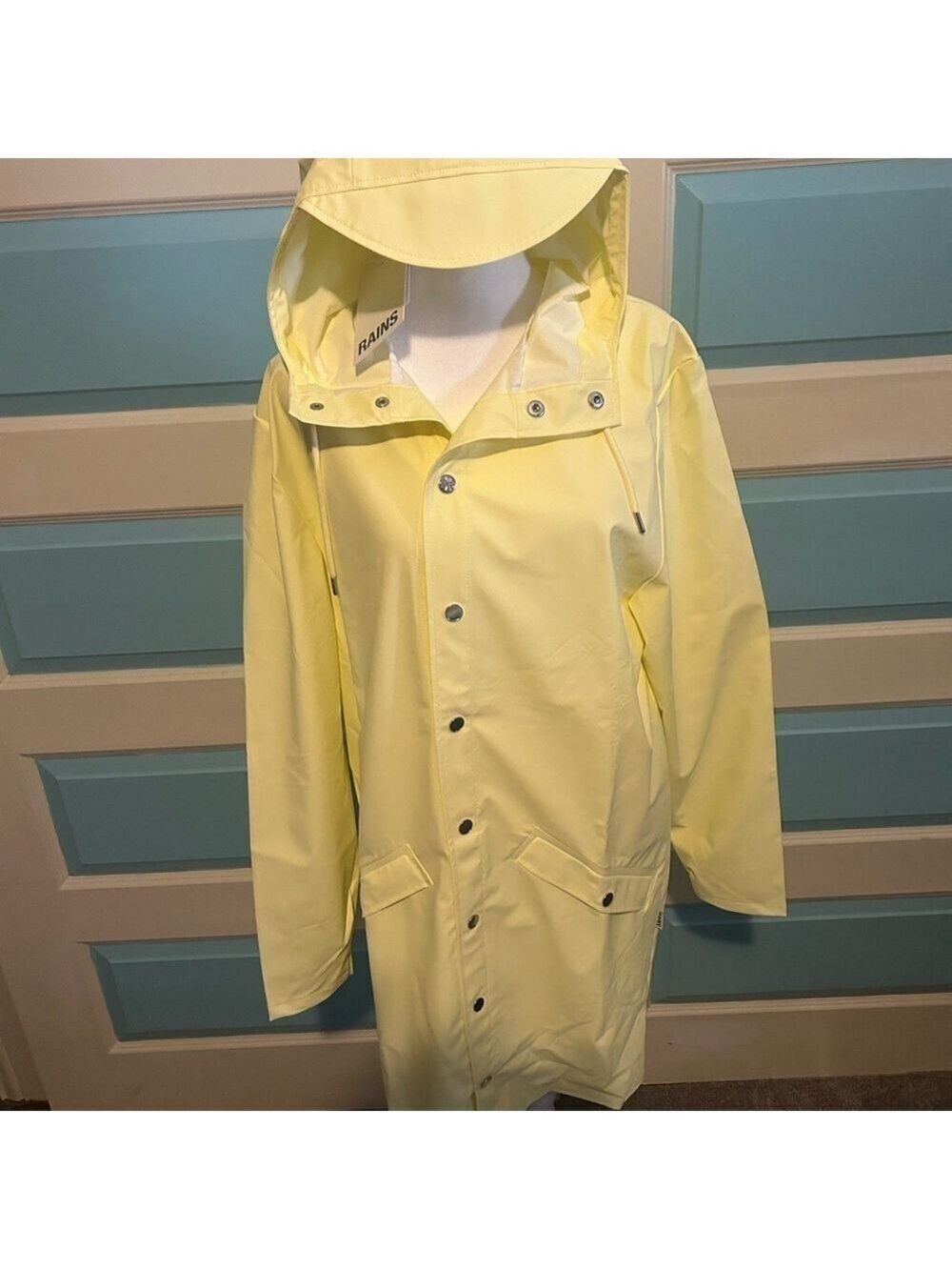 Rains Light Yellow Hooded Jacket